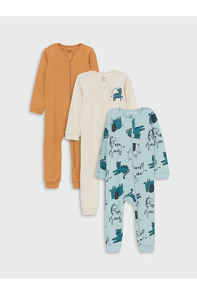 LC Waikiki Lcwk Crew Neck Long Sleeve Baby Boy Romper 3-Piece