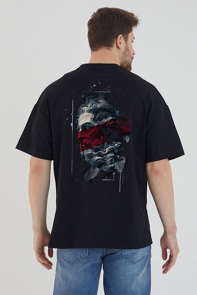 Relax family xf Unisex Μαύρο μπλουζάκι Oversize - Zeus Back Print