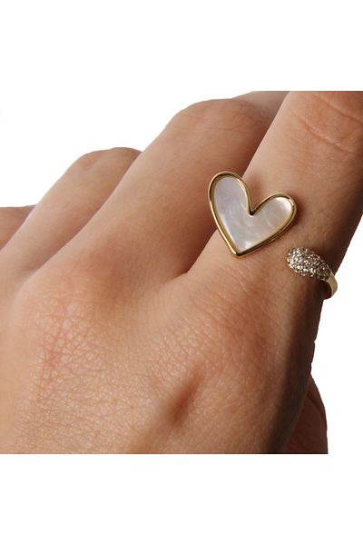 Happy Vibes Korean Style Adjustable Heart Zircon Stone Ring