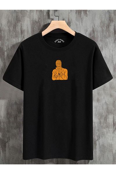 Relax family xf Черна унисекс голяма тениска - Money Talk Back Print