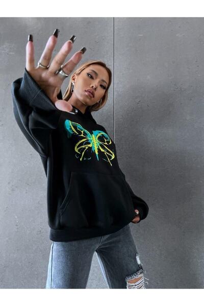 Relax family xf Πολύχρωμο σχέδιο με στάμπα γυναικεία φούτερ oversize