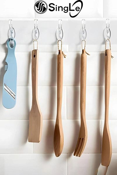 Single 5-Piece Adhesive Transparent Wall Hanger Bathroom Kitchen Organizer Hanger Practical Hook Hanger