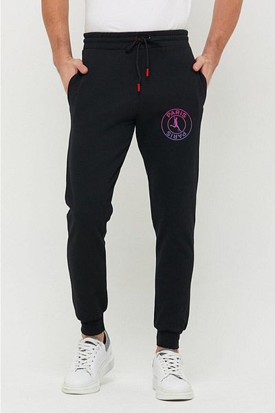 Relax family xf Μαύρο Slim Fit Ανδρικό Φούτερ - Jogger Paris