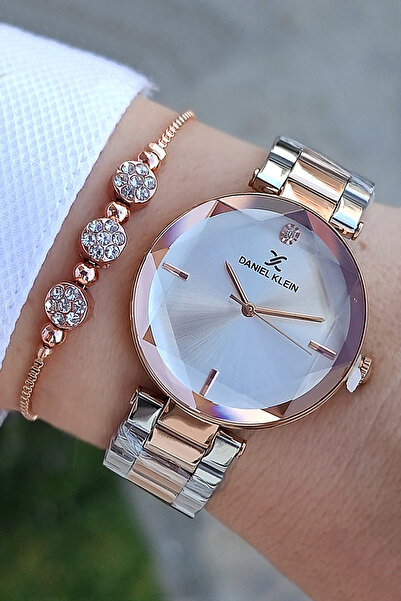 Daniel Klein 32 mm Çelik Bilezik Kesme Camlı Rose Gold/Metalik Kadın Kol Saat...