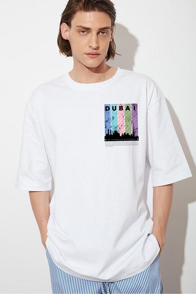 Relax family xf Ανδρικό μπλουζάκι Oversize Loose Cut Basic εμπριμέ βαμβακερό