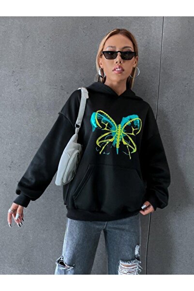 Relax family xf Πολύχρωμο σχέδιο με στάμπα γυναικεία φούτερ oversize