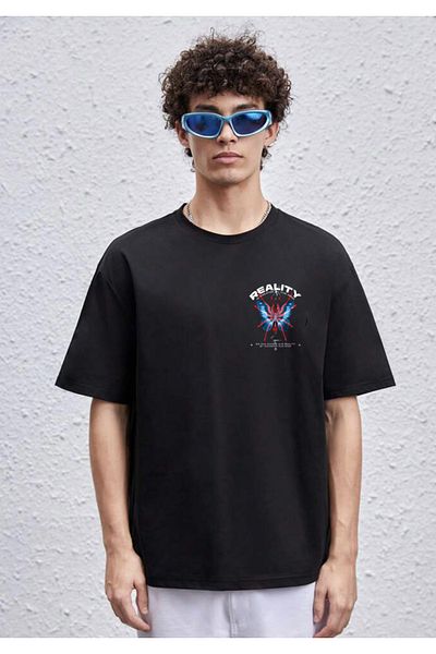 Relax family xf Ανδρικό μπλουζάκι Oversize Reality Back Printed Μαύρο