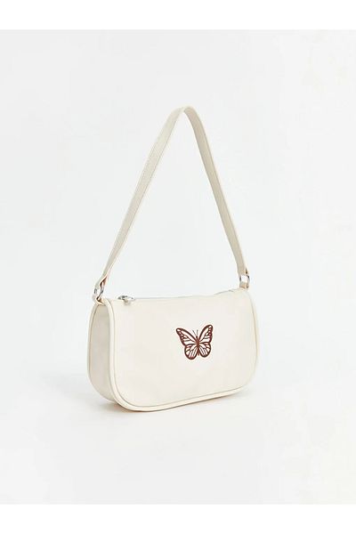 LC Waikiki Lcw Accessories Cream Color Butterfly Printed Girl's Shoulder Bag