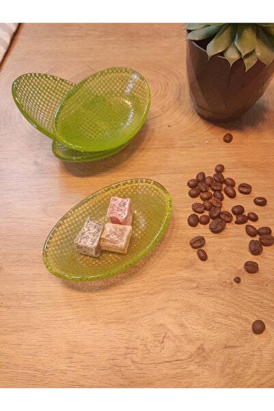 Zuzu 4'lü Organik, Renkli Pötikare Desenli Elips Sosluk, Reçellik, Çerezlik fıstıkyeşili