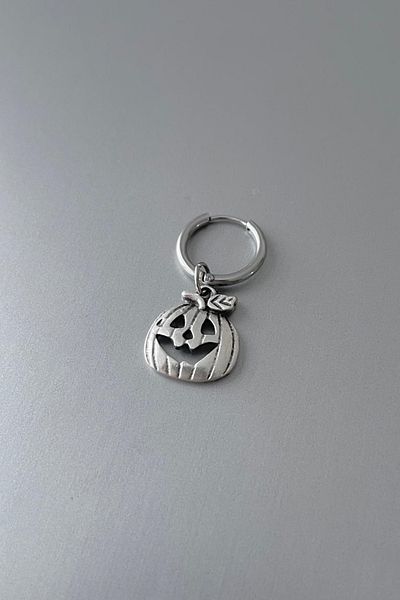 Jaida Moda Unisex Silver Christmas Gourd Figure Dangle Steel Hoop Earrings
