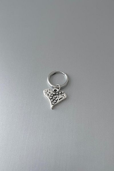 Jaida Moda Unisex Silver New Year Christmas Heart Figure Dangle Steel Earrings