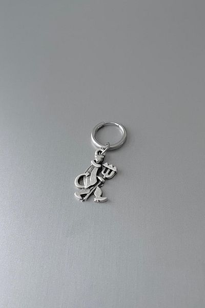 Jaida Moda Unisex Silver New Year Grim Reaper Halloween Dangle Steel Hoop Earrings