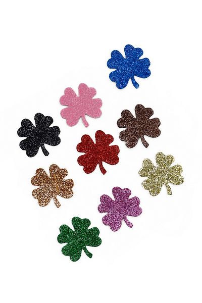 reprodesign Glitter Clover Model 20 Pieces Glitter Eva Mixed Colors, Gift Package Label