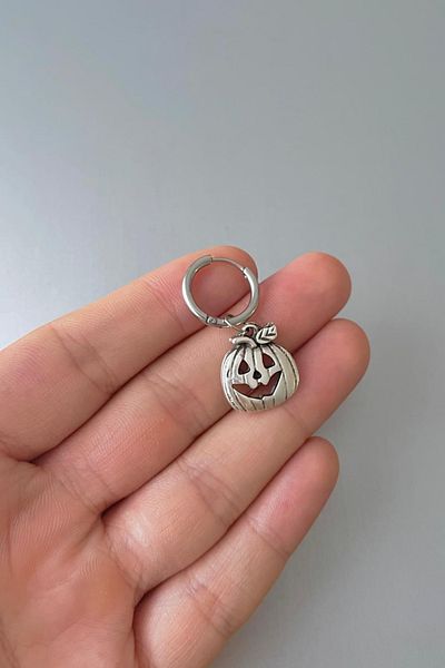 Jaida Moda Unisex Silver Christmas Gourd Figure Dangle Steel Hoop Earrings