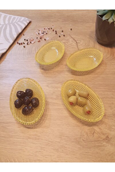 Zuzu 4'lü Organik, Renkli Pötikare Desenli Elips Sosluk, Reçellik, Çerezlik