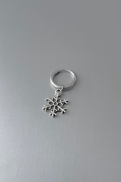 Jaida Moda Unisex Silver New Year Christmas Snowflake Dangle Steel Hoop Earrings