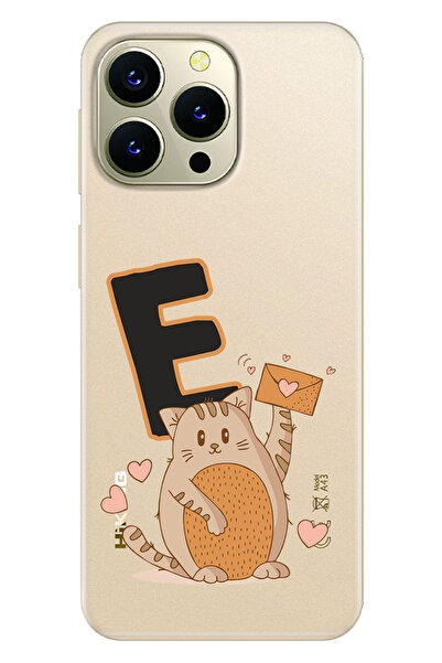 HİKİNG A43 / A48 Uyumlu Kılıf Baskılı Desenli Silikon Kedili E Harfi