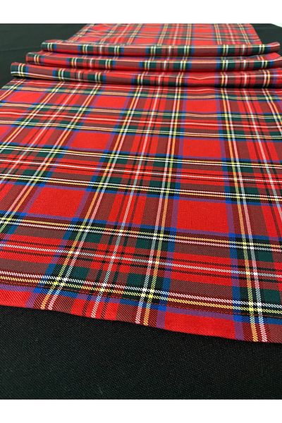 Zeren Home Yilbaş Red Checkered Cotton Fabric Plaid Runner, Plaid Ranir