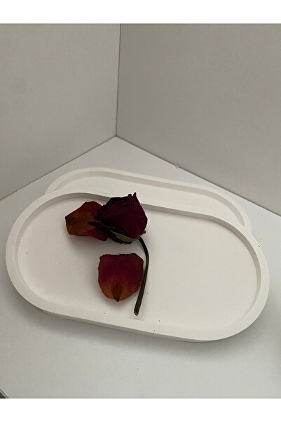 BD Bulut Dekor 2'li Beton Sunum Tepsisi 2'li Beton Saksı Altlığı 2'li Dekoratif Tabak