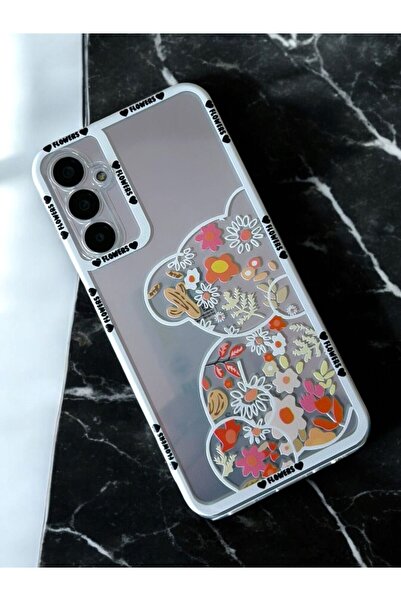 Merwish Samsung Galaxy S24 Fe Compatible Floral Tedy Patterned 2.00 mm Camera Protection Transparent Case