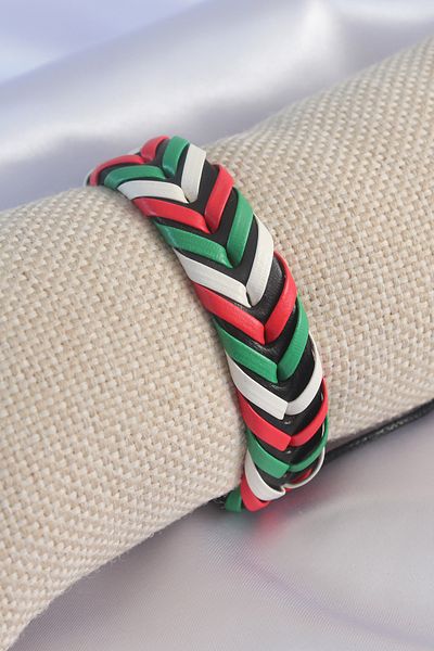 Mu Art Ahşap Mixed Color Stringed Leather Men's Bracelet