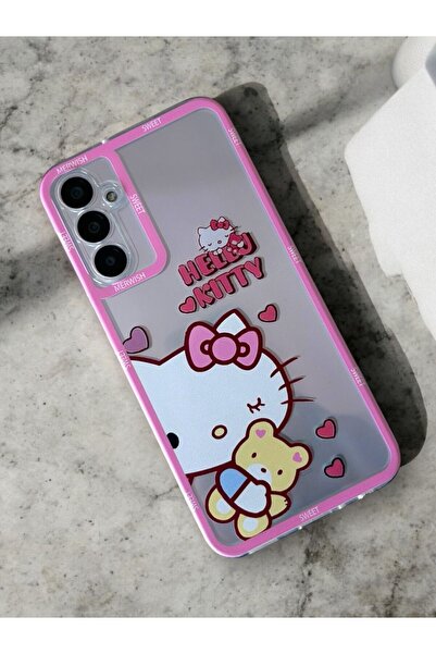 Merwish Samsung Galaxy S24 Fe Compatible Hello Kity Patterned 2.00 mm Camera Protected Transparent Case