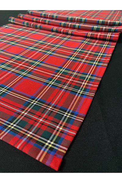 Zeren Home Yilbaş Red Checkered Cotton Fabric Plaid Runner, Plaid Ranir