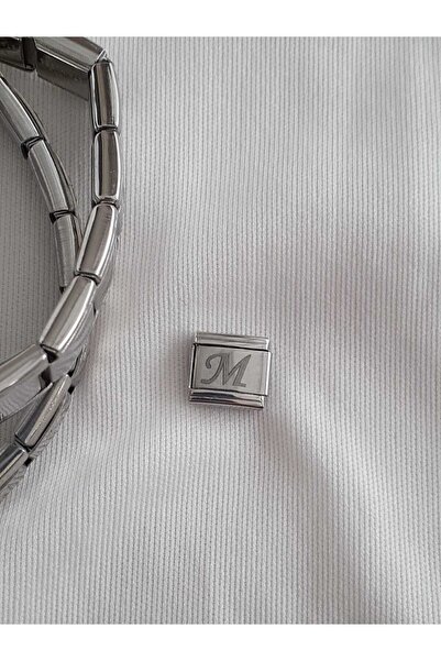 bijoux uniques Çelik M Harfli İtalyan Charm
