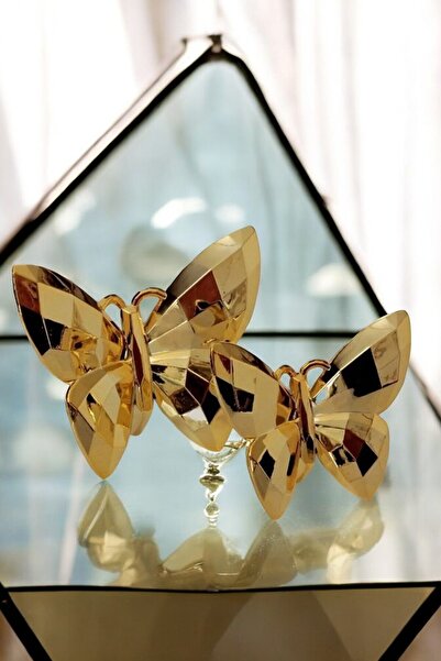 CocoVia Dekoratif Şık 2'li Kelebek Obje, Şık Ev ve Ofis Dekorasyonu, Masa Bib...