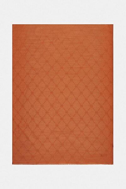 Vakko Pamuk İpek Monogram Şal 40753-Açık Turuncu