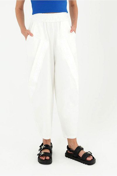 Moda Rosa 25K4658 - Ecru - Shalwar Trousers with Parachute Stripes