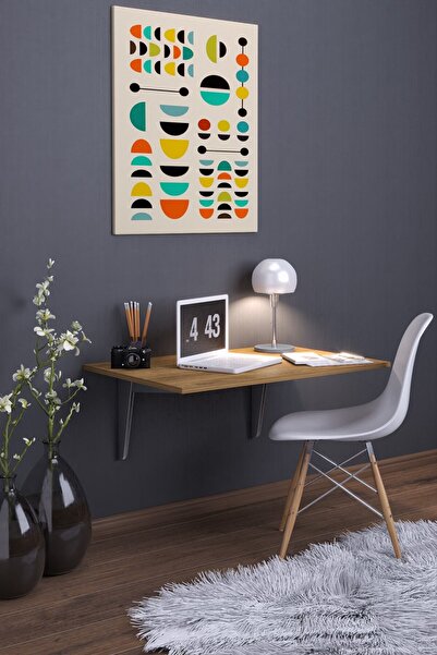 moka park avm Kamelya Duvara Monte Katlanabilir Yemek Çalışma Balkon Masası Ceviz 45 X 75 Cm