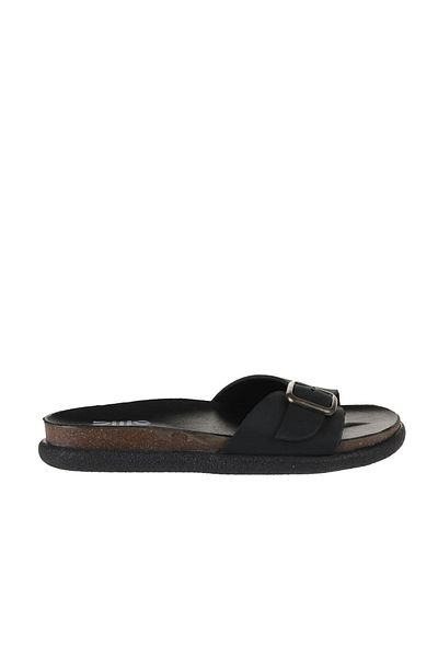 Bueno Shoes Papuci plati din nubuc negru pentru femei - 01ws11003