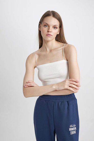 DeFacto Camisole cu nervuri, maiou alb