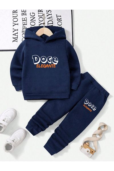DOCE ELEGANTE Σετ με στάμπα Doce σε μπλε ναυτικό