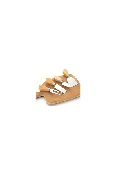 LüksEvAvm Luxury Bamboo Handle Set of 4 Steel Cheese Knives