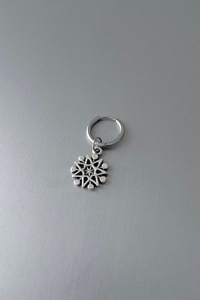 Jaida Moda Unisex Silver Christmas Snowflake Design Steel Hoop Earrings