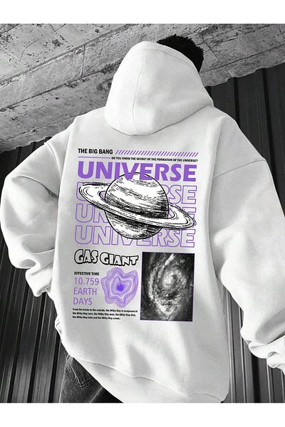 JANSO GROUP Black Universe Giant Winter Sweatshirt - Oversize Thick Hooded Hoodie
