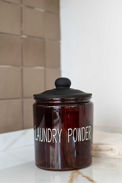 KaiHome Dozator de detergent cu vid din sticlă chihlimbar / pulbere de spălat