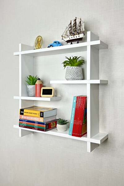 Kiba Home Duvar Rafı Kitaplık Duvara Monte Kitap Rafı Modern Dekoratif Pratik...