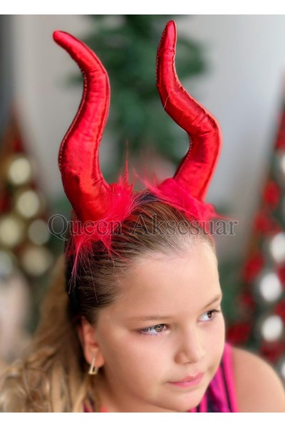 QUEEN AKSESUAR İthal lüks Helloween Malefiz Şeytan uzun metalik kırmızı boynu...