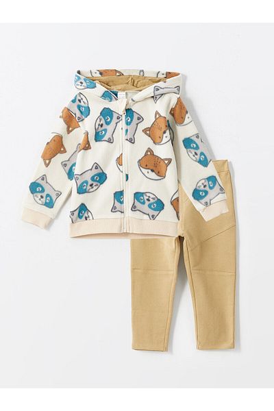 LC Waikiki Lw - Hooded Baby Boy Cardigan and Sweatpants Set of 2