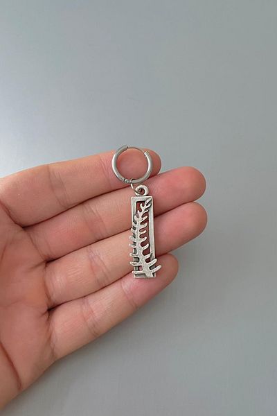 Jaida Moda Unisex Silver Bar Tree Design Steel Hoop Earrings