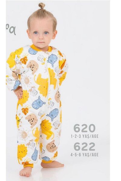 Melfa Children's 2.5 TOG Yellow White Thick Fiber Filled Patterned Sleeping Bag