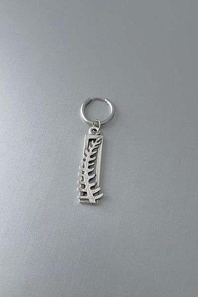 Jaida Moda Unisex Silver Bar Tree Design Steel Hoop Earrings