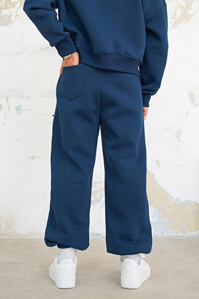 HAFKAGİYİM Μπλε Navy Cozy Basic Leg Elastic Oversize φόρμα
