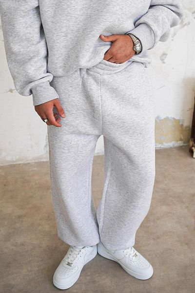 HAFKAGİYİM Gray Melange Cozy Basic Leg Rubber Oversize Tracksuit
