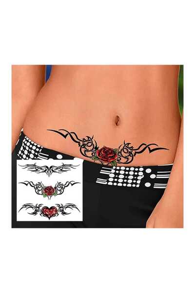 Eva Rose Minimal Göbek Bacak omuz sırt bel Bacak Geçici Dövme Tatto