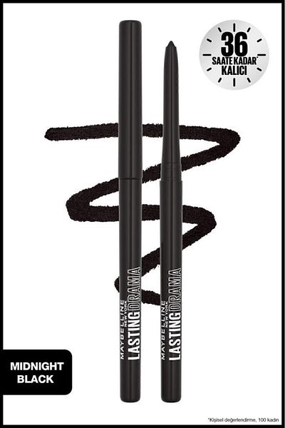 Matte Midnight Black Automatic Liner Eye Pencil - Lasting Drama