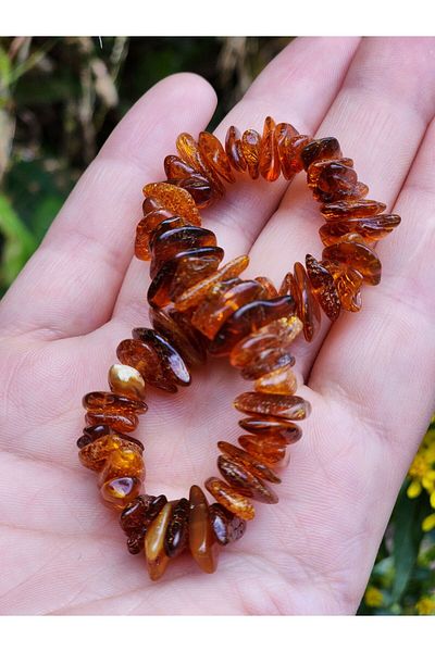 Kehribar Sarayı Drop Amber Huge Grains Cognac Color Women's Men's Bracelet 20cm